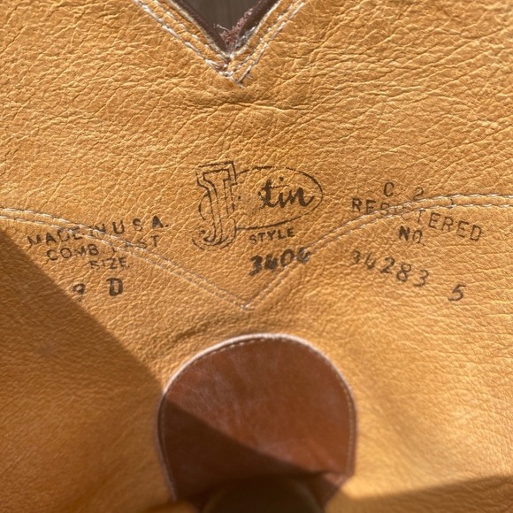 Justin 3404 Men's‎ Classic Roper Boot Tan Kiddie Cowhide Foot Roper Toe Men's 9D - Picture 6 of 8